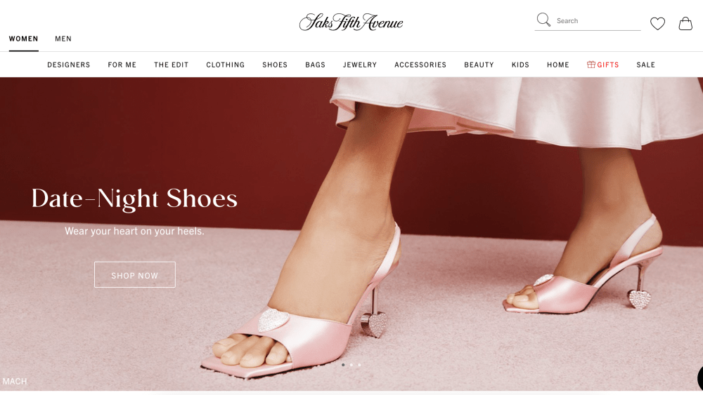 The Saks.com website.