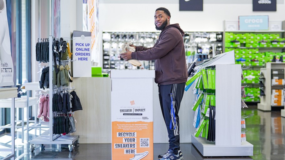 Rack Room Shoes partnered with Sneaker Impact to recycle used shoes.