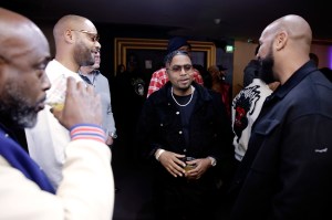 LOS ANGELES, CALIFORNIA - FEBRUARY 03: (L-R) Rashad Bilal, Nas and Troy Millings attend UnitedMasters, A Celebration Of Independence At The 65th GRAMMY Awards at Hollywood Palladium on February 03, 2023 in Los Angeles, California. (Photo by Greg Doherty/Getty Images for UnitedMasters)