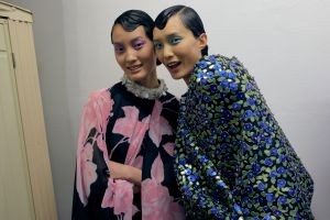 Backstage at Richard Quinn RTW Fall 2023