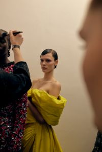 Backstage at Richard Quinn RTW Fall 2023