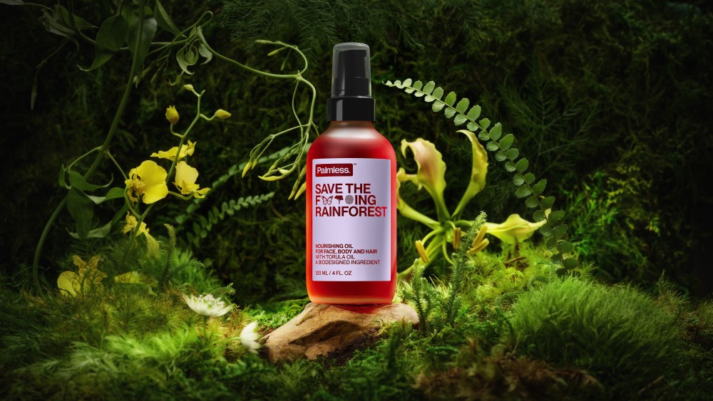 Palmless' Save the F#$%ing Rainforest Nourishing Oil, launching March 1 for $45.