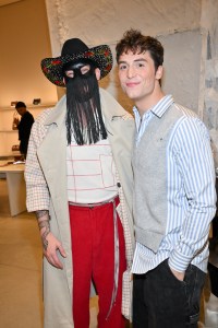 Orville Peck and Benito Skinner at the Maison Margiela Opens New Melrose Place Boutique held at Maison Margiela Melrose Place on February 16, 2023 in Los Angeles, California.