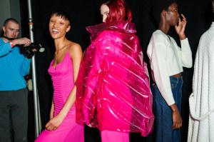 Backstage at Dion Lee RTW Fall 2023