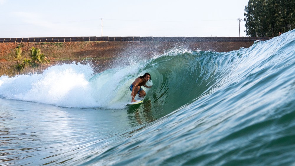 The surf pool at the Boa Vista Village uses PerfectSwell technology.