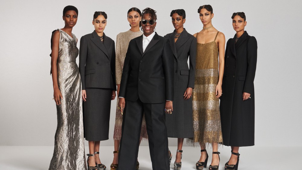 Mickalene Thomas and models at the Dior spring 2023 haute couture show.
