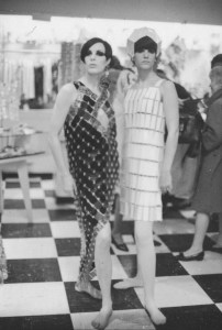 A look from  Paco Rabanne couture spring 1966 collection at Paco Rabanne's first showing in America.
