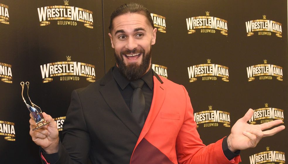 INGLEWOOD, CALIFORNIA - AUGUST 11: Seth “Freakin” Rollins attends the WrestleMania Launch Party at SoFi Stadium on August 11, 2022 in Inglewood, California. (Photo by Gregg DeGuire/Getty Images)