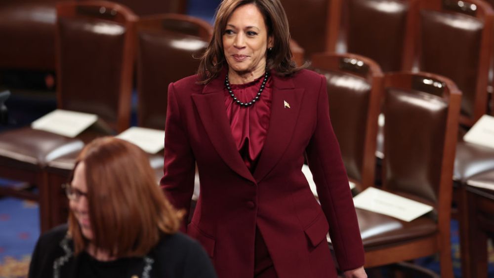 Vice President Kamala Harris arriving at the 2023 State of the Union Address on Feb. 7 in Washington, DC.