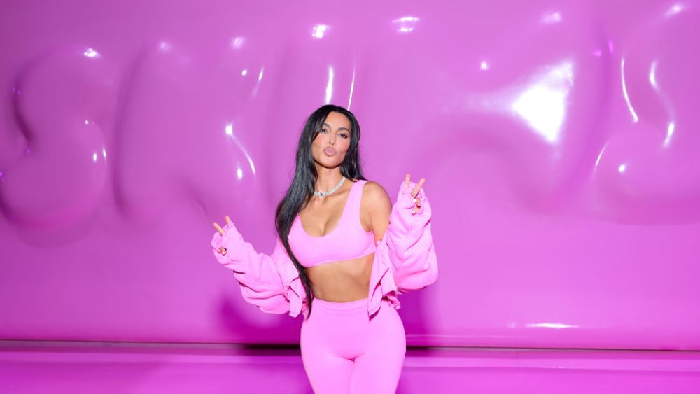 Kim Kardashian at the Skims Valentine's Shop pop-up on Feb. 8 in Los Angeles.