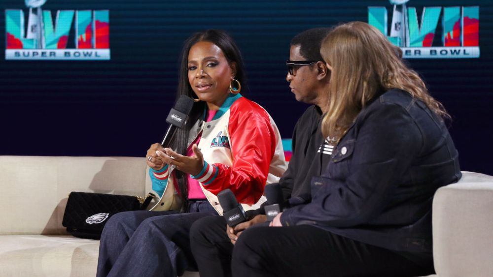 PHOENIX, ARIZONA - FEBRUARY 09: Sheryl Lee Ralph speaks during the Super Bowl LVII Pregame & Apple Music Halftime Show press conference at Phoenix Convention Center on February 09, 2023 in Phoenix, Arizona. (Photo by Mike Lawrie/Getty Images)