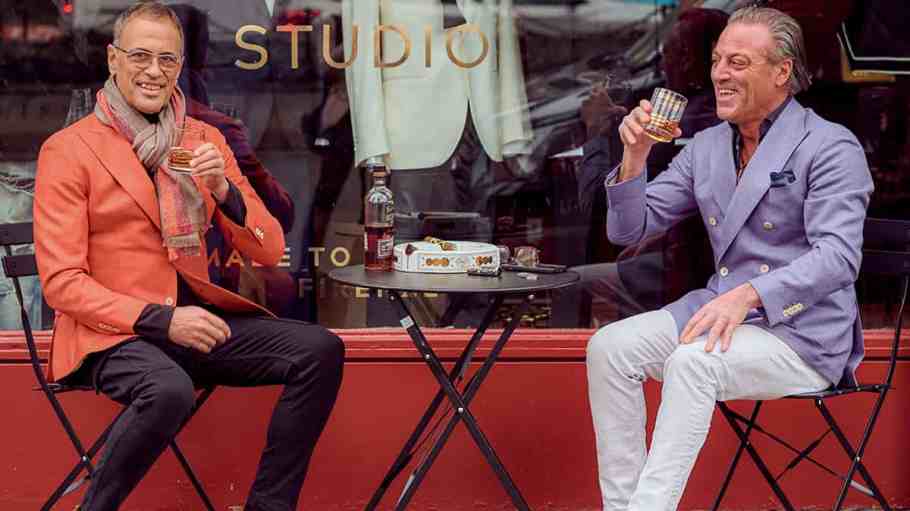 James Mansour, left, and Jack Menashe outside their new Sartoria Studio storefront on Houston Street in the SoHo district of New York.