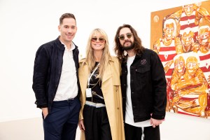 Carter Reum, Heidi Klum and Tom Kaulitz at Frieze LA VIP preview held at Santa Monica Airport on February 16, 2023 in Santa Monica, California.