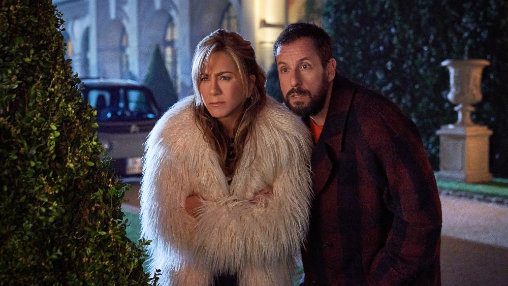 Jennifer Aniston as Audrey Spitz and Adam Sandler as Nick Spitz in Netflix's "Murder Mystery 2."