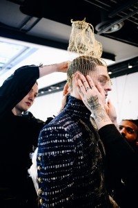 Backstage Beauty at Thom Browne RTW Fall 2023