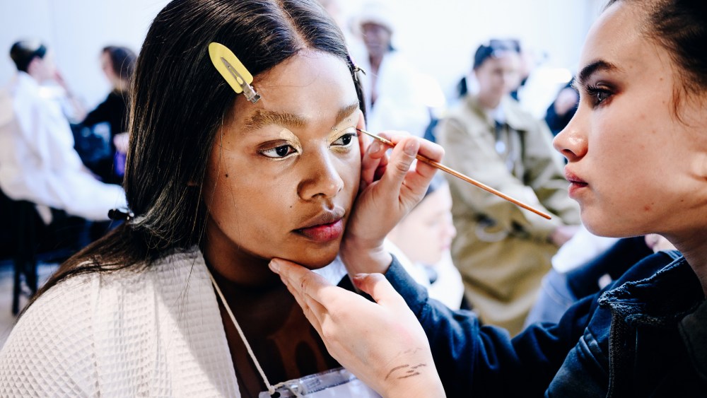 Backstage Beauty at Thom Browne RTW Fall 2023