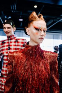 Backstage Beauty at Thom Browne RTW Fall 2023