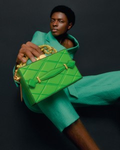 Oscar de la Renta’s Alibi minaudière. Christian Wijnants viscose suit.
