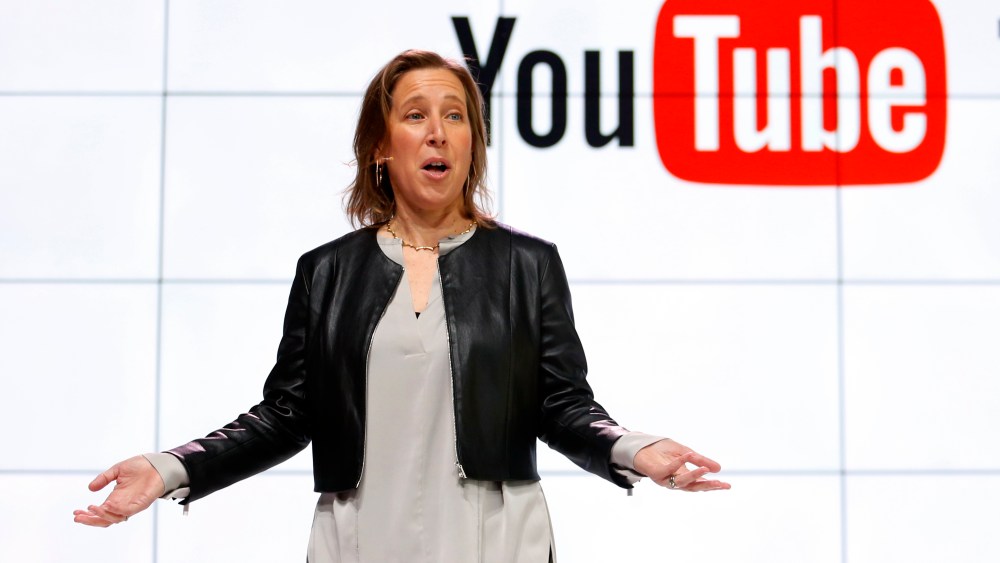 FILE - YouTube CEO Susan Wojcicki speaks during the introduction of YouTube TV at YouTube Space LA on Feb. 28, 2017, in Los Angeles. Wojcicki announced Thursday, Feb. 16, 2023, that she is stepping down as CEO at YouTube after spending nine years as the head of the social media platform. (AP Photo/Reed Saxon, File)