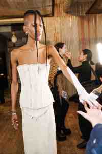Backstage at Elena Velez RTW Fall 2023