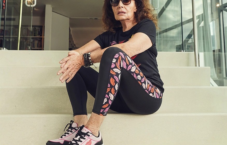 Diane von Furstenberg wearing Skechers x DVF collaboration.