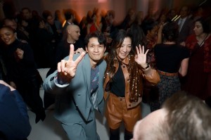 BEVERLY HILLS, CALIFORNIA - MARCH 10: (L-R) Harry Shum Jr. and Michelle Yeoh are seen as Vanity Fair and Richard Mille host a private cocktail party honoring A24's "Everything Everywhere All at Once" in Los Angeles at Mandarin Oriental Residences Beverly Hills on March 10, 2023 in Beverly Hills, California. (Photo by Matt Winkelmeyer/Getty Images for Vanity Fair)