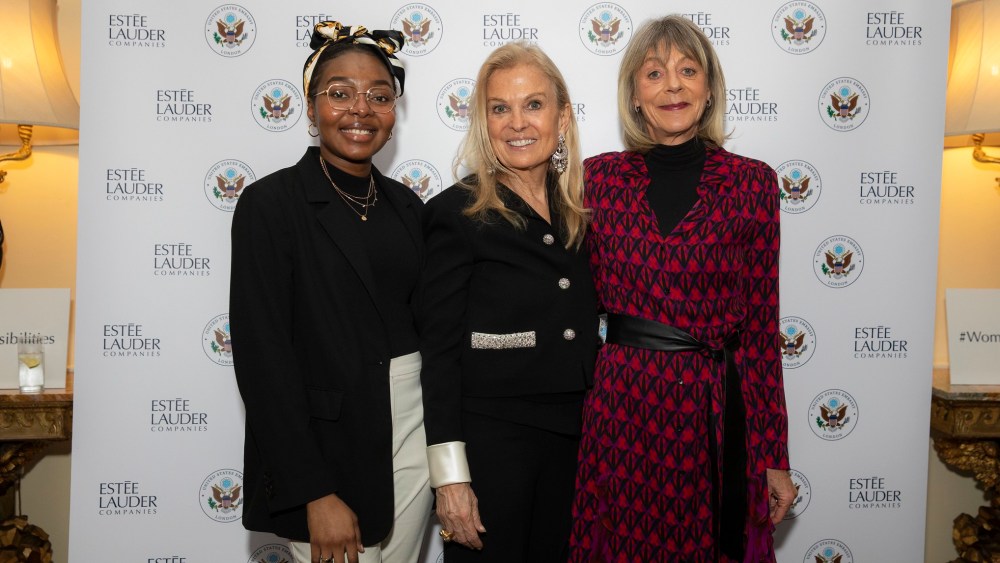 Hend, Advisory Board of Young Women’s Trust, Jane Hartley, U.S. Ambassador to the U.K. and Sue Fox, President of The Estee Lauder Companies U.K. and Ireland