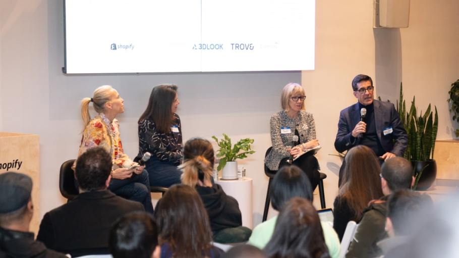 Panelists from left to right: Whitney Cathcart, co-founder and chief creative officer of 3DLook; Gayle Tait, CEO of Trove; Marie Driscoll, managing director, luxury and retail at Coresight Research; and Bryan Amaral, founder and CEO of Clientricity.