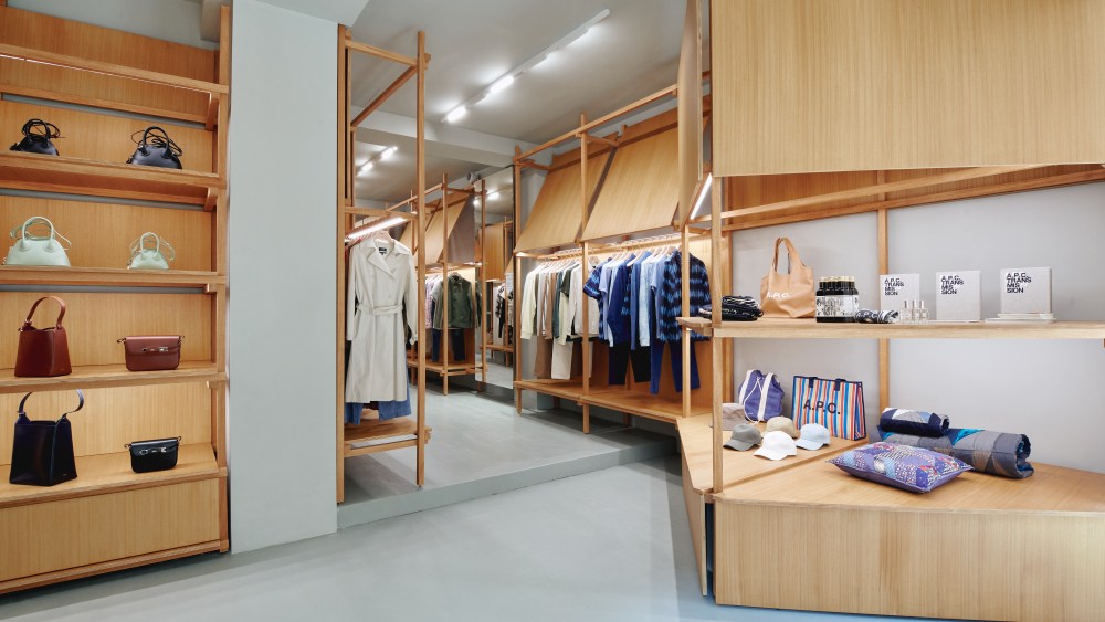 Inside the new A.P.C. store in Milan.