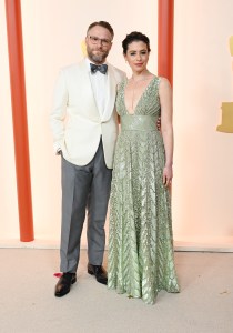 Seth Rogen and Lauren Miller at the 95th Annual Academy Awards held at Ovation Hollywood on March 12, 2023 in Los Angeles, California.