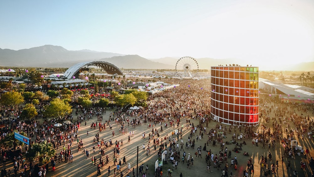 INDIO, CALIFORNIA - APRIL 21: (EDITORS NOTE: Image has been processed using digital filters.) Festivalgoers are seen during the 2019 Coachella Valley Music And Arts Festival on April 21, 2019 in Indio, California. (Photo by Rich Fury/Getty Images for Coachella)