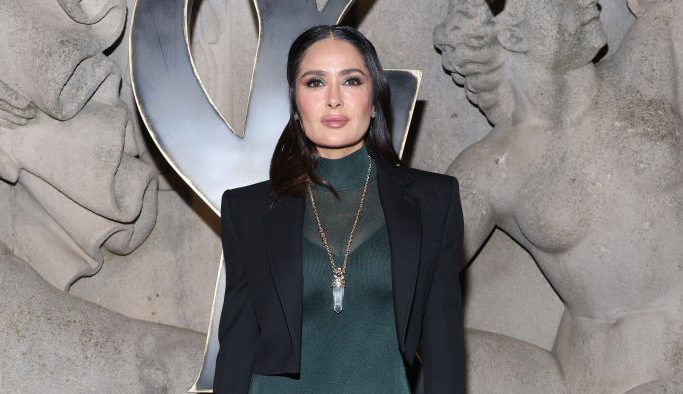 PARIS, FRANCE - FEBRUARY 28: (EDITORIAL USE ONLY - For Non-Editorial use please seek approval from Fashion House) Salma Hayek attends the Saint Laurent Womenswear Fall Winter 2023-2024 show as part of Paris Fashion Week  on February 28, 2023 in Paris, France. (Photo by Pascal Le Segretain/Getty Images)