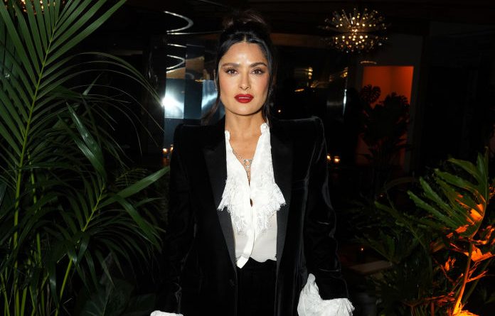 Salma Hayek at the W Magazine and Saint Laurent Directors Dinner on March 9 in Los Angeles.