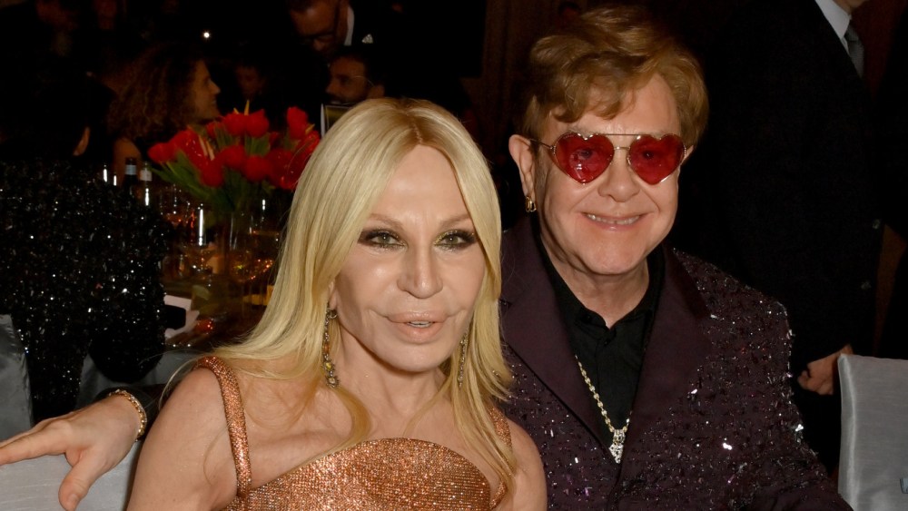 Donatella Versace and Elton John