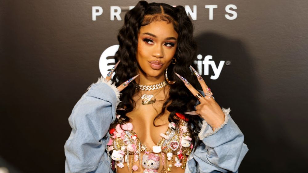 Saweetie at the Spotify and Hulu "RapCaviar Presents" premiere celebration on March 23 in Los Angeles.