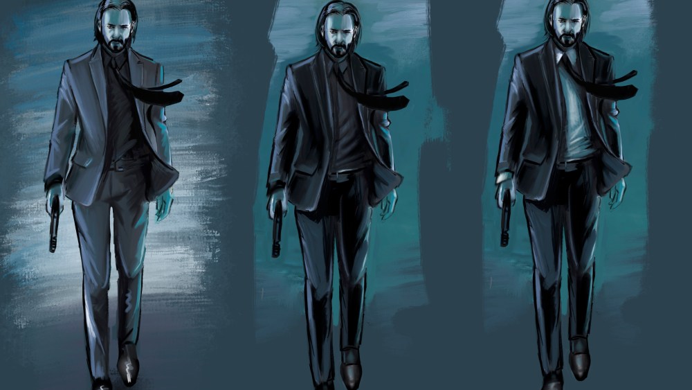 Costume designer Paco Delgado's sketches for the John Wick character.