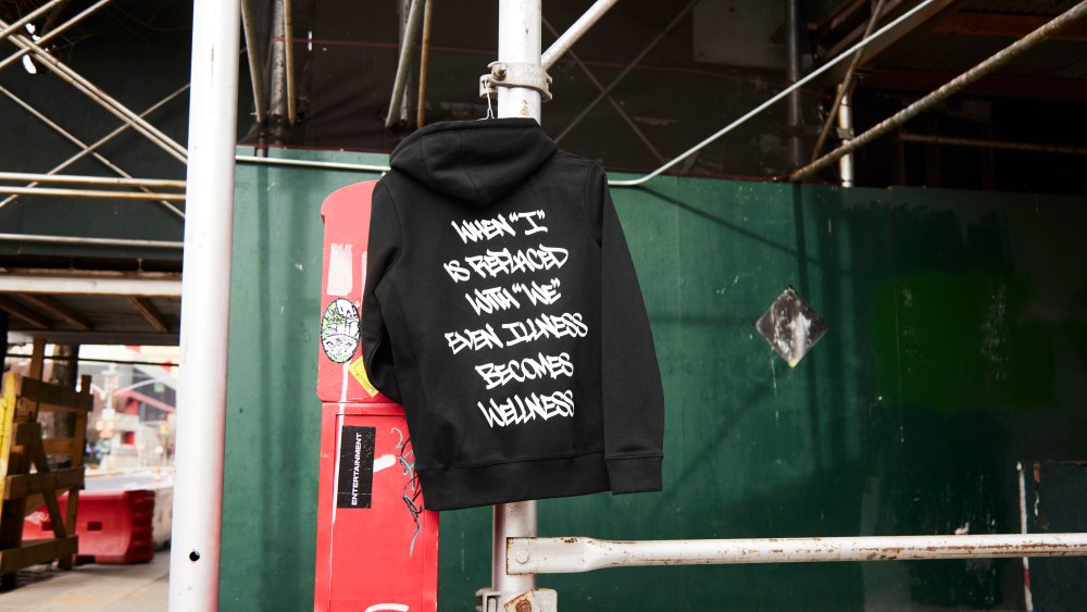 The hoodie from the limited edition capsule from Kenneth Cole and Faust.