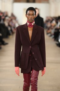 Model on the runway at Lanvin Fall 2023 Ready To Wear Fashion Show on March 5, 2023 in Paris, France.