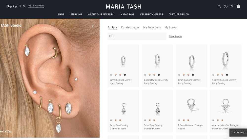 A look at Maria Tash's virtual try-on tool, Tash Studio.