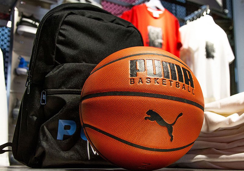 A basketball with Puma logo.