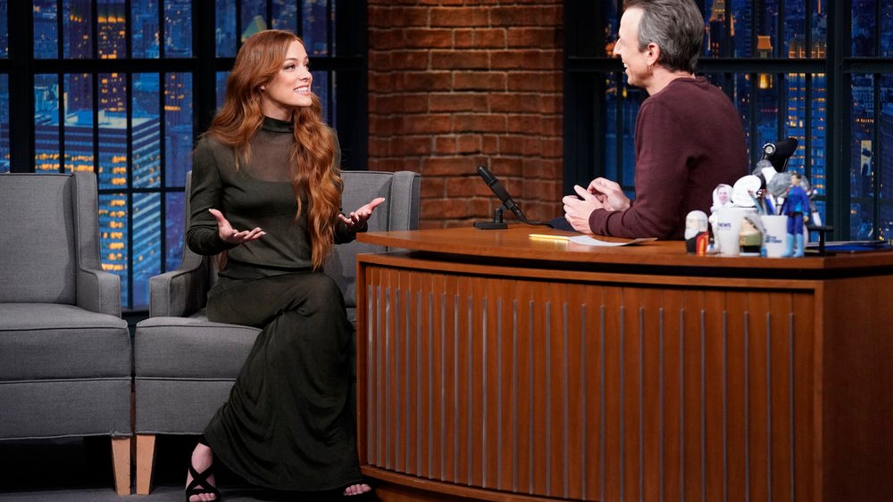 Riley Keough appearing on the March 2 episode of "Late Night With Seth Meyers."