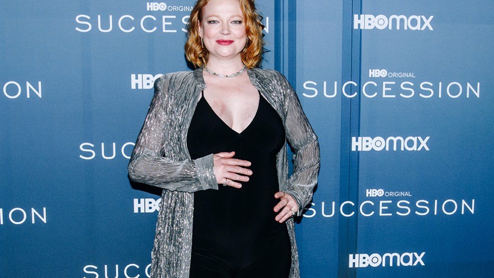 Sarah Snook pregnant at the season 4 premiere of "Succession" held at Jazz at Lincoln Center on March 20, 2023 in New York City.