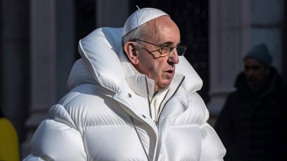 Pope Francis puffer coat Midjourney AI image