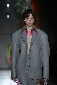 Model on the runway at Prada Fall 2023 Ready To Wear Fashion Show on February 23, 2023 at Prada Headquarters in Milan, Italy.