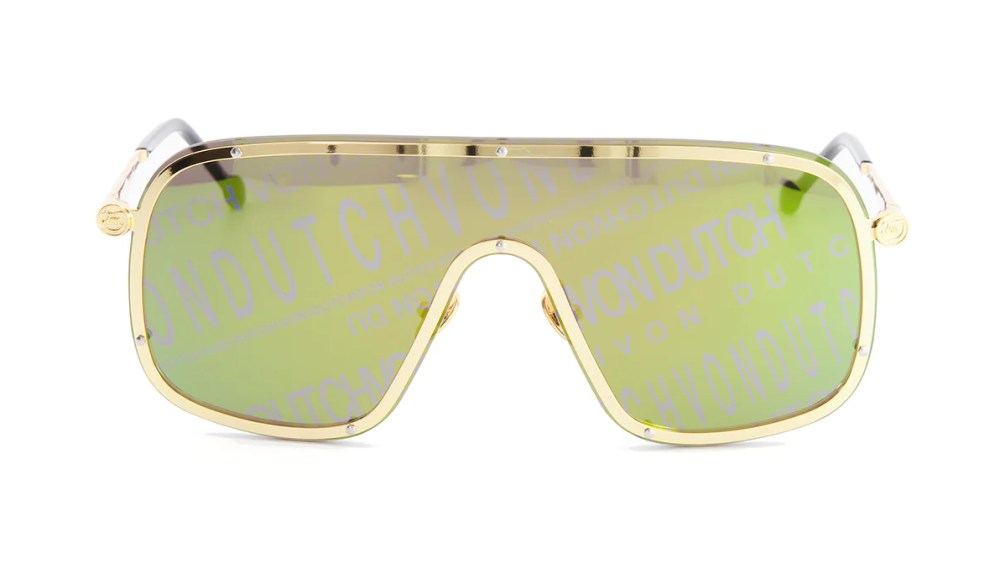 Metal framed, mirror-lensed mask sunglasses by Von Dutch.