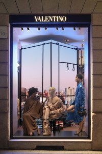 The Valentino Milan store's windows reinterpreted by stylist Lorenzo Posocco.