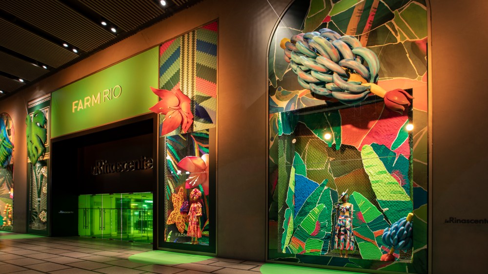 A Farm Rio window at Rinascente in Milan.