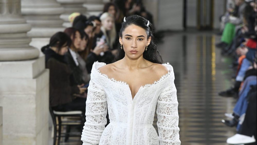 Cora Corré on the runway at the Vivienne Westwood fall 2023 ready-to-wear fashion show on March 4 in Paris.
