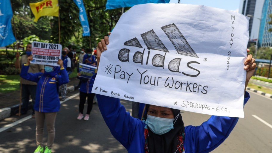 Adidas Pay Your Workers protest