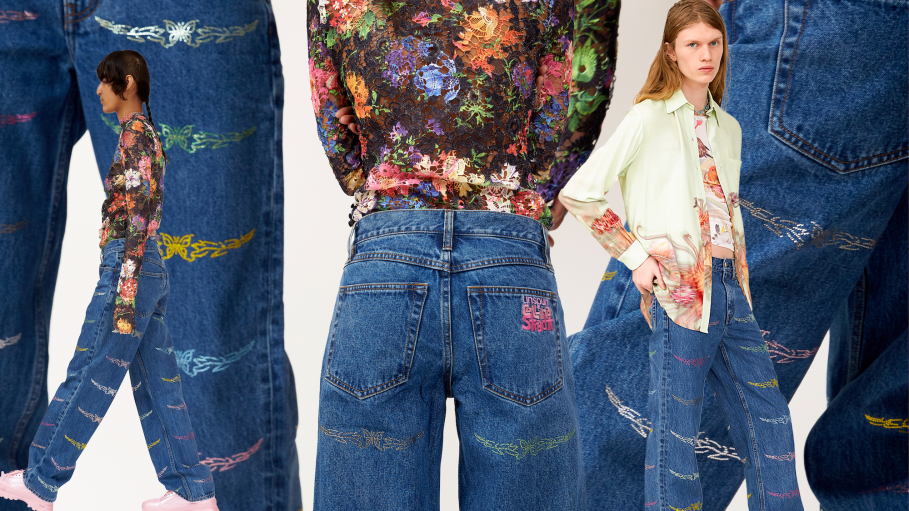 Unspun teamed with New York City-based label Collina Strada to drop butterfly-print jeans on Tuesday.